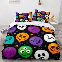Colorful balloons pumpkin face Halloween Bedding Set Gift For Your Girlfriend Boyfriend Gift For Love Gift For Friend Best Valentine Present Holiday Gift