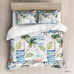 Bedding Set Beach Tropical Palms Ocean Holiday Paradise Coast Charm PictureGift For Your Girlfriend Boyfriend Gift For Love Gift For Friend Best Valentine Present Holiday Gift