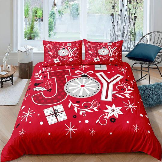 Joy Christmas gift red Bedding Set Gift For Your Girlfriend Boyfriend Gift For Love Gift For Friend Best Valentine Present Holiday Gift