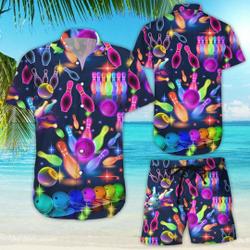Bowling Hawaiian Shirt - Awesome Colorful Bowling Neon Light Hawaiian Shirts Gift For Your Girlfriend Boyfriend Gift For Love Gift For Friend Best Valentine Present Holiday Gift