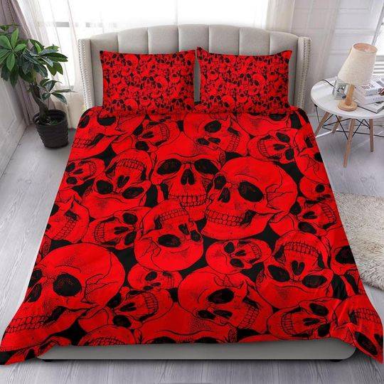 Gothic Bedding Blood Skulls Gothic Bedding Set Gift For Your Girlfriend Boyfriend Gift For Love Gift For Friend Best Valentine Present Holiday Gift