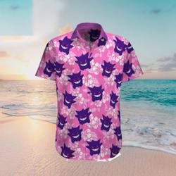 Gengar Pokemon Tropical Beach Hawaiian Shirt Gift For Your Girlfriend Boyfriend Gift For Love Gift For Friend Best Valentine Present Holiday Gift