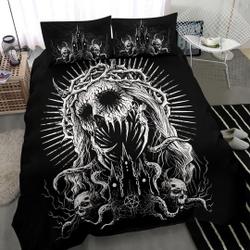 Skull Demon Zombie Savior Satanic Church  Bedding Set Gift For Your Girlfriend Boyfriend Gift For Love Gift For Friend Best Valentine Present Holiday Gift
