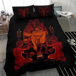 Satanic Pentagram Goat Skull Bedding Set Gift For Your Girlfriend Boyfriend Gift For Love Gift For Friend Best Valentine Present Holiday Gift