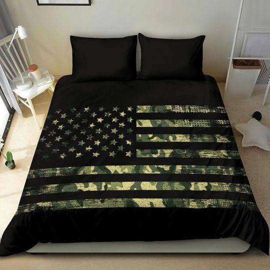 Army Soldier Veteran Camouflage American Flag Bedding Set Gift For Your Girlfriend Boyfriend Gift For Love Gift For Friend Best Valentine Present Holiday Gift