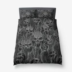 Heavy Metal Room Decor-Smoke Skull  Bedding Set Gift For Your Girlfriend Boyfriend Gift For Love Gift For Friend Best Valentine Present Holiday Gift