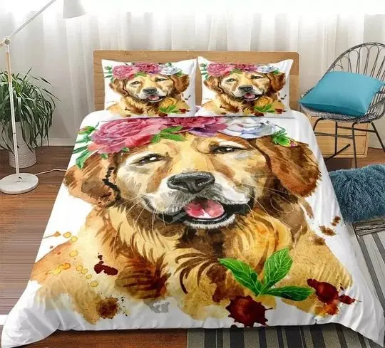 Golden Retriever Bedding Set Gift For Your Girlfriend Boyfriend Gift For Love Gift For Friend Best Valentine Present Holiday Gift