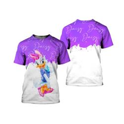 Daisy Duck Purple Watercolor Glitter Disney Graphics Cartoon 3D Tshirt Meaningful Gift For Family Gift For Boyfriend Valentine Gift