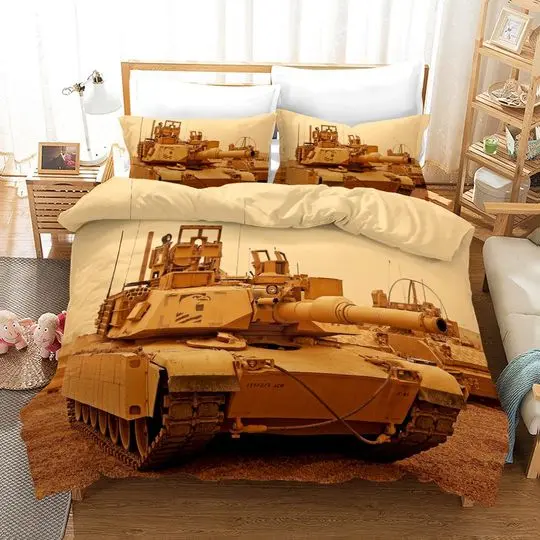 3D Armored Tank Bedding Man Bedding Set Gift For Your Girlfriend Boyfriend Gift For Love Gift For Friend Best Valentine Present Holiday Gift