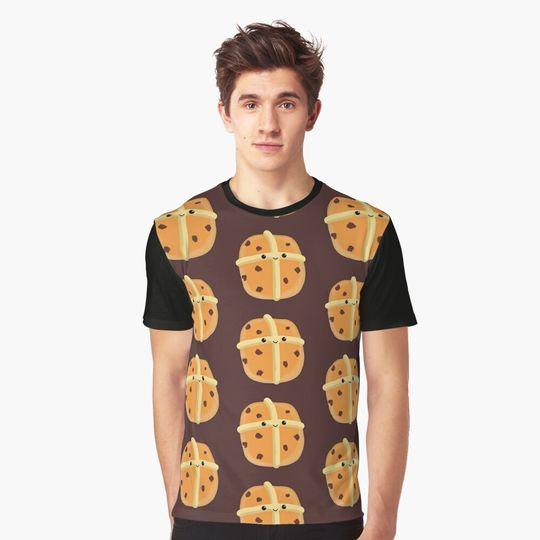 Hot Cross Bun Pattern Graphic T-Shirt Meaningful Gift For Family Gift For Boyfriend Valentine Gift
