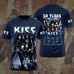Kiss Band 50th Anniversary 1973-2023 Signature 3D T-Shirt Meaningful Gift For Family Gift For Boyfriend Valentine Gift