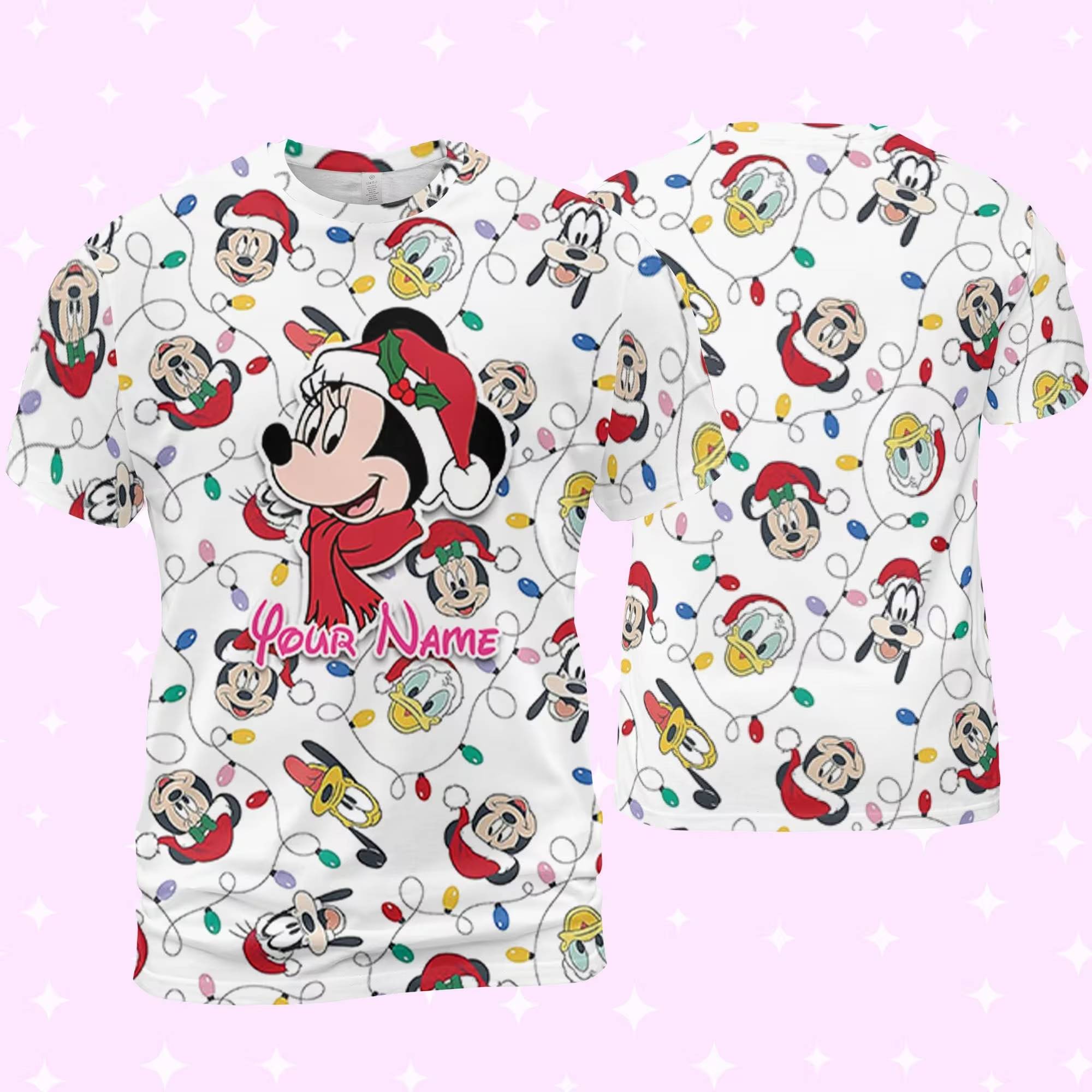 Personalized Disney Minnie Christmas 3D T-shirt Meaningful Gift For Family Gift For Boyfriend Valentine Gift