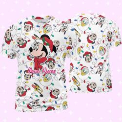 Personalized Disney Minnie Christmas 3D T-shirt Meaningful Gift For Family Gift For Boyfriend Valentine Gift