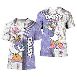Purple Daisy Duck Cute Cross Comic Book Patterns Disney Outfits Unisex Casual T-shirts Meaningful Gift For Family Gift For Boyfriend Valentine Gift