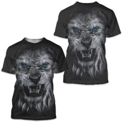 Blue Eyes Lion Face 3D T-Shirt Meaningful Gift For Family Gift For Boyfriend Valentine Gift