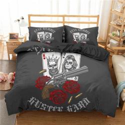 Halloween Bedding Skull Guns Roses Bedding Set Gift For Your Girlfriend Boyfriend Gift For Love Gift For Friend Best Valentine Present Holiday Gift