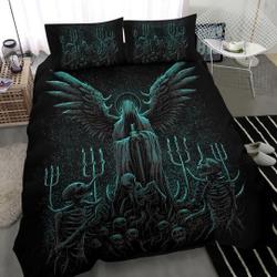 Skull Skeleton Gothic Hooded Wing Demon Sword Bedding Set Gift For Your Girlfriend Boyfriend Gift For Love Gift For Friend Best Valentine Present Holiday Gift