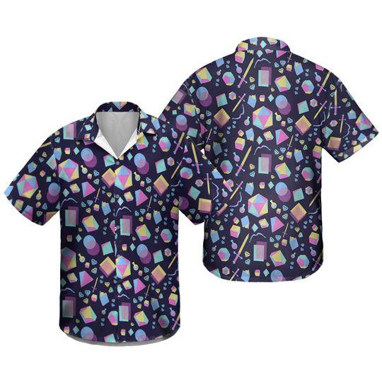 100% Rayon Midnight Blue Tabletop Dnd Button Up Geeky Hawaiian Shirt Gift For Your Girlfriend Boyfriend Gift For Love Gift For Friend Best Valentine Present Holiday Gift
