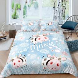Funny Cow Blue Duvet Cover Set Colorful Bedspread, Kids Full Bedding Set Gift For Your Girlfriend Boyfriend Gift For Love Gift For Friend Best Valentine Present Holiday Gift