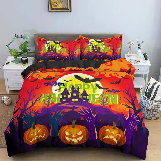 Happy halloween bedding set, halloween decorGift For Your Girlfriend Boyfriend Gift For Love Gift For Friend Best Valentine Present Holiday Gift