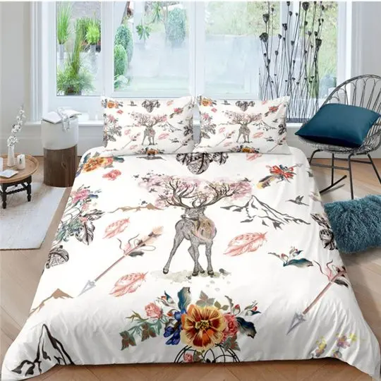 Bohemian Reindeer Bedding Set Gift For Your Girlfriend Boyfriend Gift For Love Gift For Friend Best Valentine Present Holiday Gift
