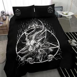 Skull Satanic Pentagram Satanic Goat Demon Serpent Bedding Set Gift For Your Girlfriend Boyfriend Gift For Love Gift For Friend Best Valentine Present Holiday Gift