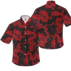 Men's Casual Watercolor Chinese Dragon Hawaiian Shirt Gift For Your Girlfriend Boyfriend Gift For Love Gift For Friend Best Valentine Present Holiday Gift