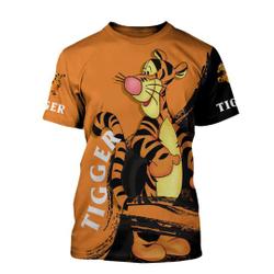 Cute Tigger Disney Cartoon Outfits Unisex Casual T-shirts Meaningful Gift For Family Gift For Boyfriend Valentine Gift