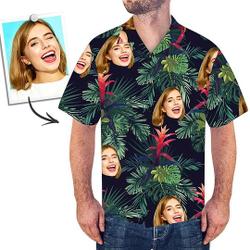 Custom Photo Face Hawaiian Shirt - Custom Photo Men's Short Sleeve Button Down Hawaiian Shirt Gift For Your Girlfriend Boyfriend Gift For Love Gift For Friend Best Valentine Present Holiday Gift
