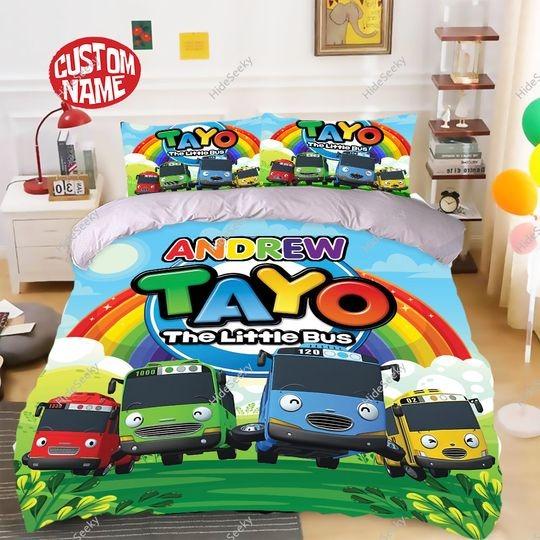 Tayo the Little Bus Personalized Bedding Set Gift For Your Girlfriend Boyfriend Gift For Love Gift For Friend Best Valentine Present Holiday Gift