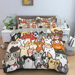 Cute Funny Cats Kids Duvet Cover Set, Toddler Bedding, Kids Bedroom, Bedding for Cat Lovers GiftGift For Your Girlfriend Boyfriend Gift For Love Gift For Friend Best Valentine Present Holiday Gift