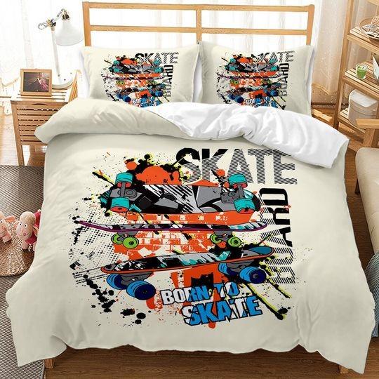 Skateboard Comforter Cover Youth Skate Sports Hippie Bedding Set Gift For Your Girlfriend Boyfriend Gift For Love Gift For Friend Best Valentine Present Holiday Gift