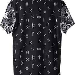 Mens Midgard Serpent 3D Print T-Shirt, Summer Quick Dry Teen Fashion Viking Rune Amulet Short Sleeve Tops,Black,M Meaningful Gift For Family Gift For Boyfriend Valentine Gift