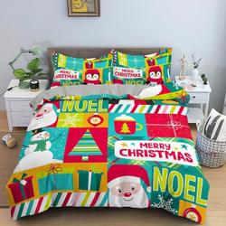 Colorful Santa Claus snowman Bedding SetsGift For Your Girlfriend Boyfriend Gift For Love Gift For Friend Best Valentine Present Holiday Gift