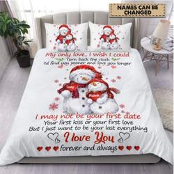 Personalized Snowman Couple Bedding SetsGift For Your Girlfriend Boyfriend Gift For Love Gift For Friend Best Valentine Present Holiday Gift
