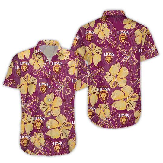 Brisbane Lions Floral Hawaiian Shirt Gift For Your Girlfriend Boyfriend Gift For Love Gift For Friend Best Valentine Present Holiday Gift