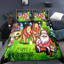 Christmas Santa Claus Deer  Bedding Set Gift For Your Girlfriend Boyfriend Gift For Love Gift For Friend Best Valentine Present Holiday Gift