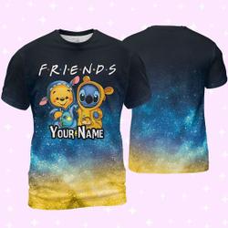 Personalized Disney Stitch and Pooh 3D T-shirt Meaningful Gift For Family Gift For Boyfriend Valentine Gift