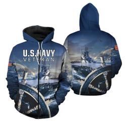 US Navy Veteran Boat Art 3D Hoodie