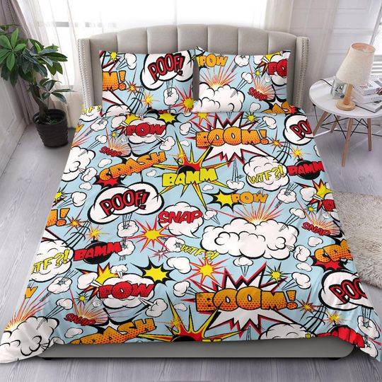 Comic Duvet Cover, Bedroom Decor BeddingGift For Your Girlfriend Boyfriend Gift For Love Gift For Friend Best Valentine Present Holiday Gift