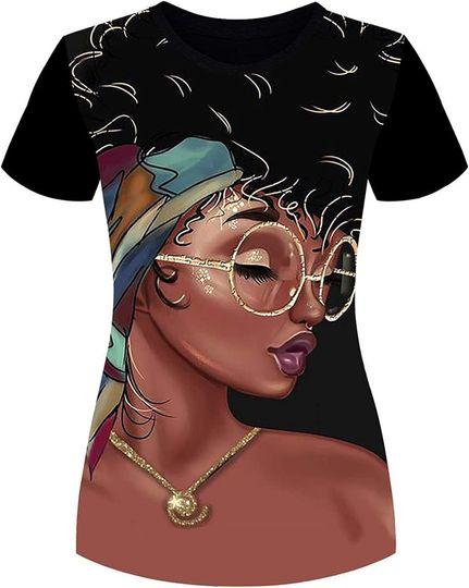 Black History Month Afro Word Art Natural Hair 3D Floral Print Casual Tees Meaningful Gift For Family Gift For Boyfriend Valentine Gift