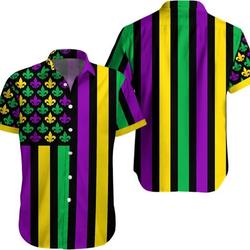 Hawaiian Shirts for Men Short Sleeve American Flag Mardi Gras Fleur De Lis Outfit Carnival Men Women Gift For Your Girlfriend Boyfriend Gift For Love Gift For Friend Best Valentine Present Holiday Gift