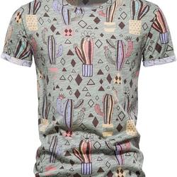 Men's Summer T Shirt Cotton Crewneck Short Sleeve Tee Casual Comfy Cactus Printed Shirts Blouses Hawaiian Beach Tops Meaningful Gift For Family Gift For Boyfriend Valentine Gift