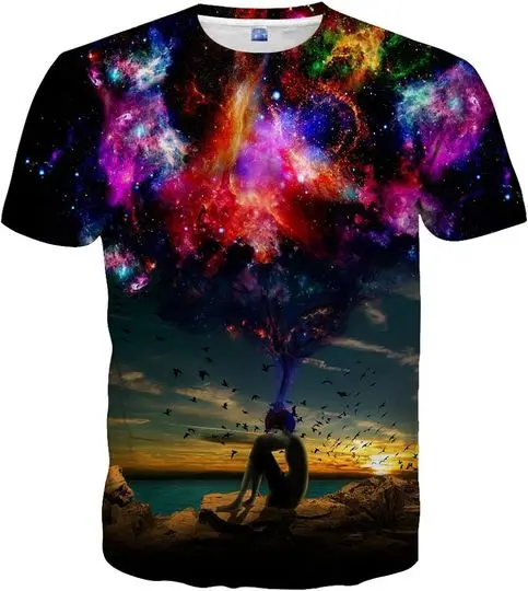 3D Print Shirts Colorful Space Graphic Tees for Men Women Teens Meaningful Gift For Family Gift For Boyfriend Valentine Gift