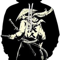 Men Long Sleeve Hooded Pullover Samurai Graphic 3D Fashion Hoodie