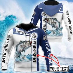 Custom Bass Fishing Hunting 3D Printed Hoodie