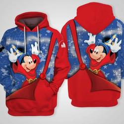 Fantasia Mickey Mouse Red Blue | Disney 3D Hoodie