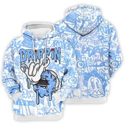 University Blue 6s Matching 3D Hoodie