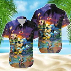 Mickey & Minnie Mouse Sunset Beach Disney Hawaiian Shirt Gift For Your Girlfriend Boyfriend Gift For Love Gift For Friend Best Valentine Present Holiday Gift