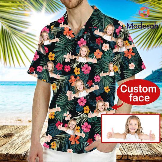Personalized Photo Hawaiian Shirt, Custom Photo Beach Shirt Gift For Your Girlfriend Boyfriend Gift For Love Gift For Friend Best Valentine Present Holiday Gift